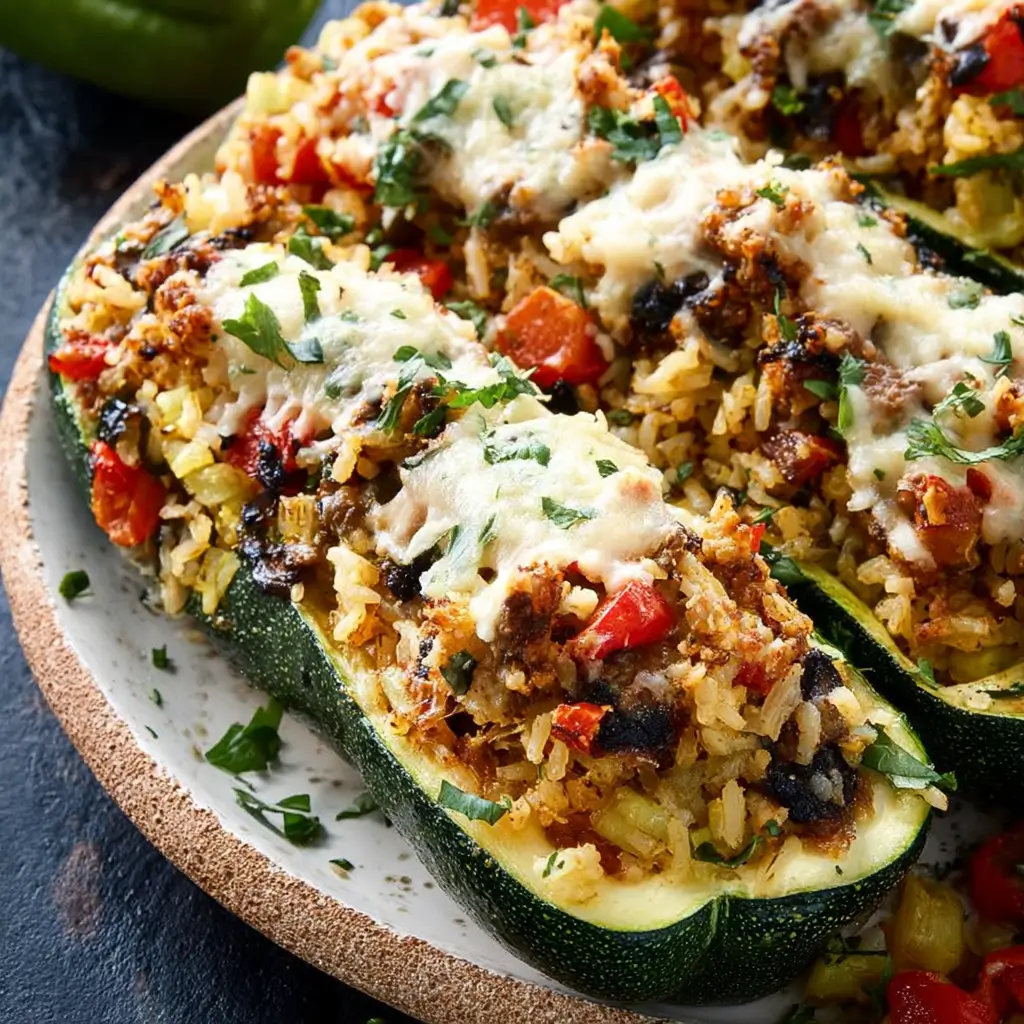 Vegetarian-Stuffed-Zucchini-Boats-With-Rice-in-content