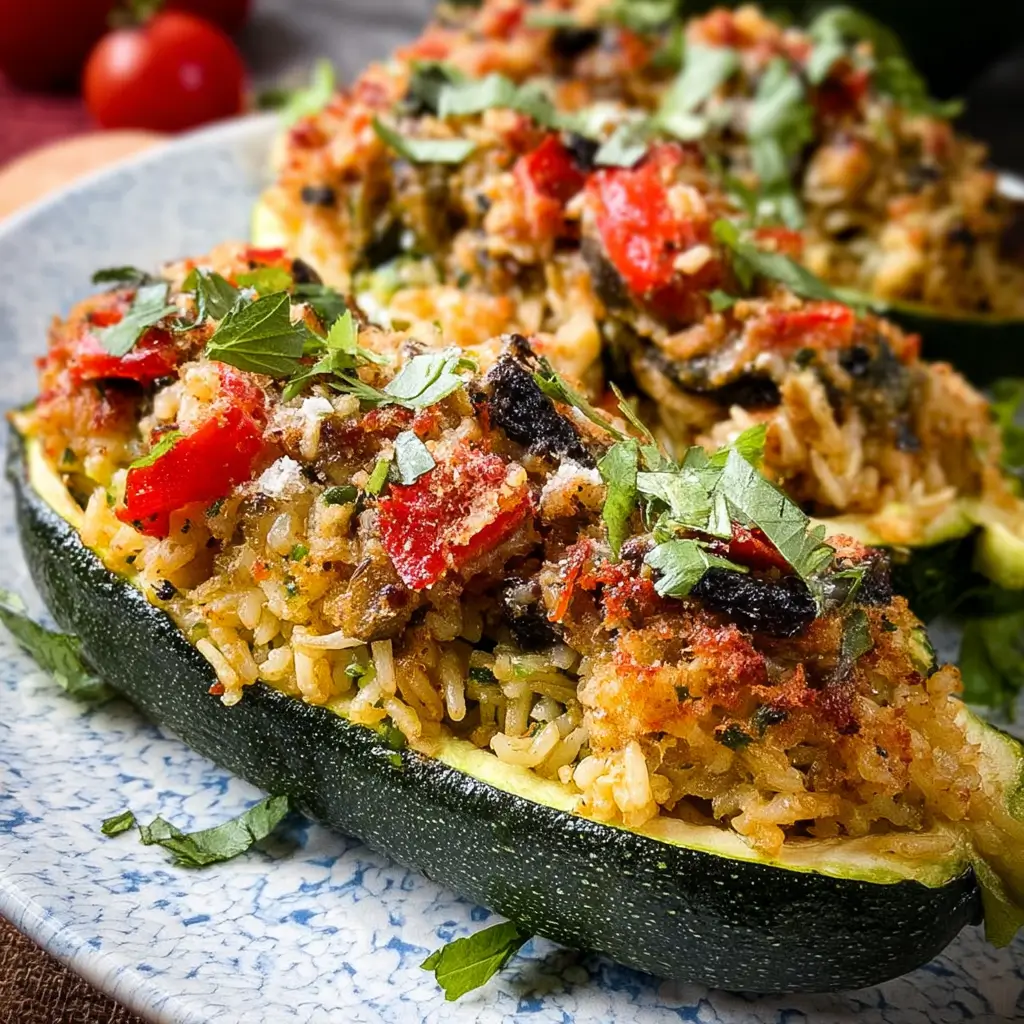 Vegetarian-Stuffed-Zucchini-Boats-With-Rice