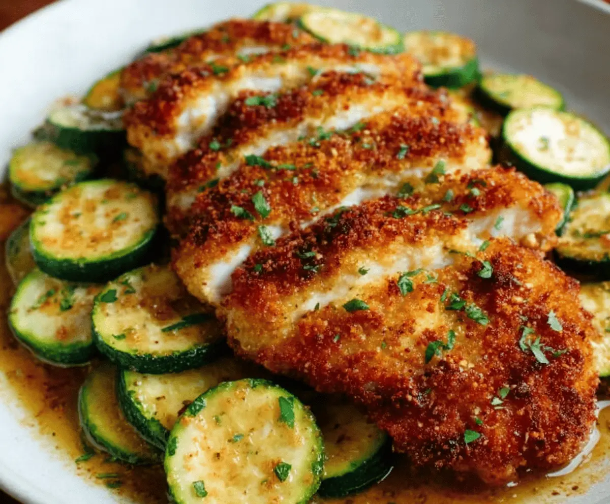 Crispy Parmesan Garlic Chicken with Zucchini Recipe