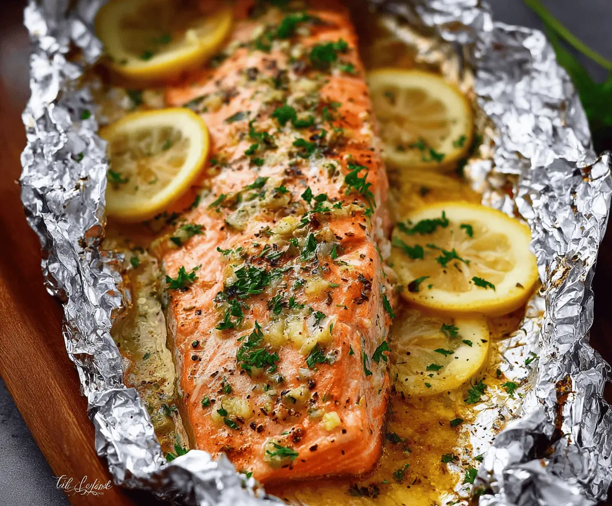 Easy Garlic Butter Salmon Foil Packets