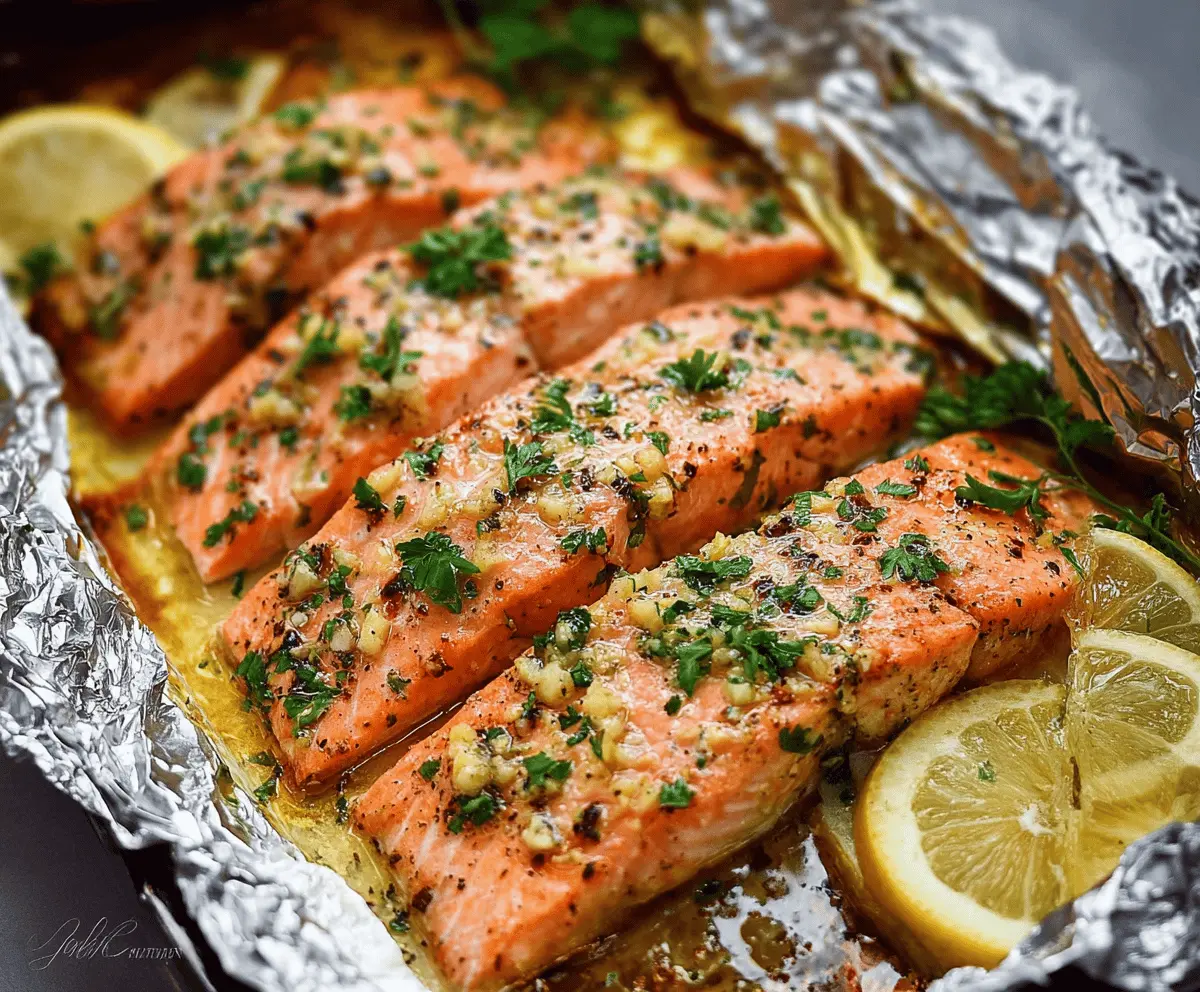 Easy Garlic Butter Salmon Foil Packets