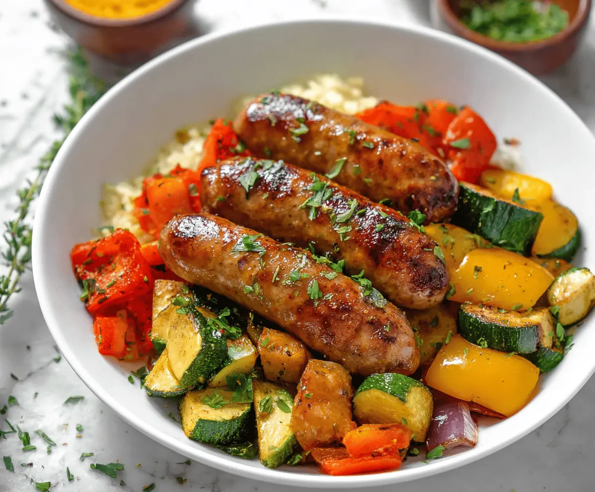Easy Air Fryer Chicken Sausage and Veggies in 10 Minutes