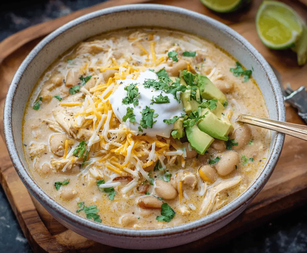 Creamy Crockpot White Chicken Chili 