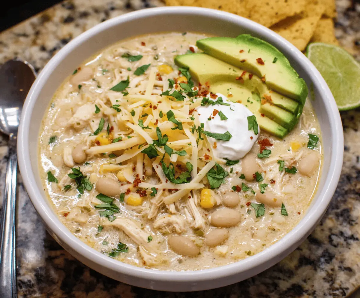Creamy Crockpot White Chicken Chili