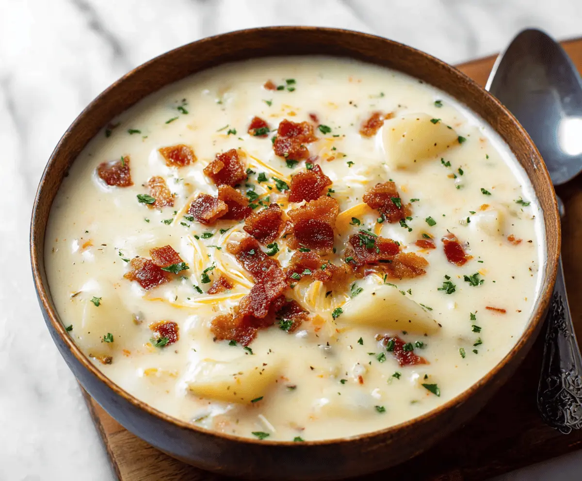 Creamy Potato Soup with Bacon Bits