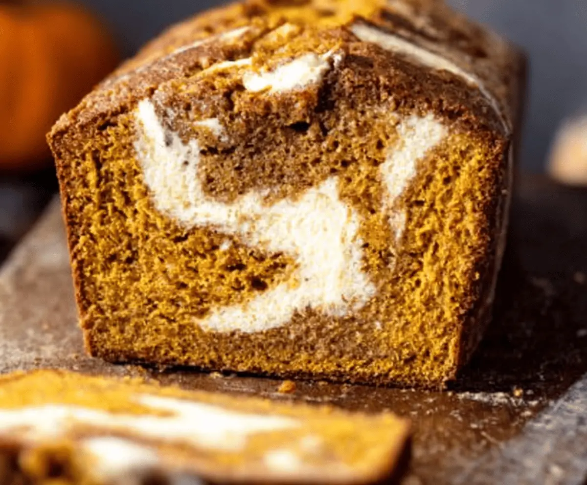 Easy Pumpkin Bread with Cream Cheese Swirl