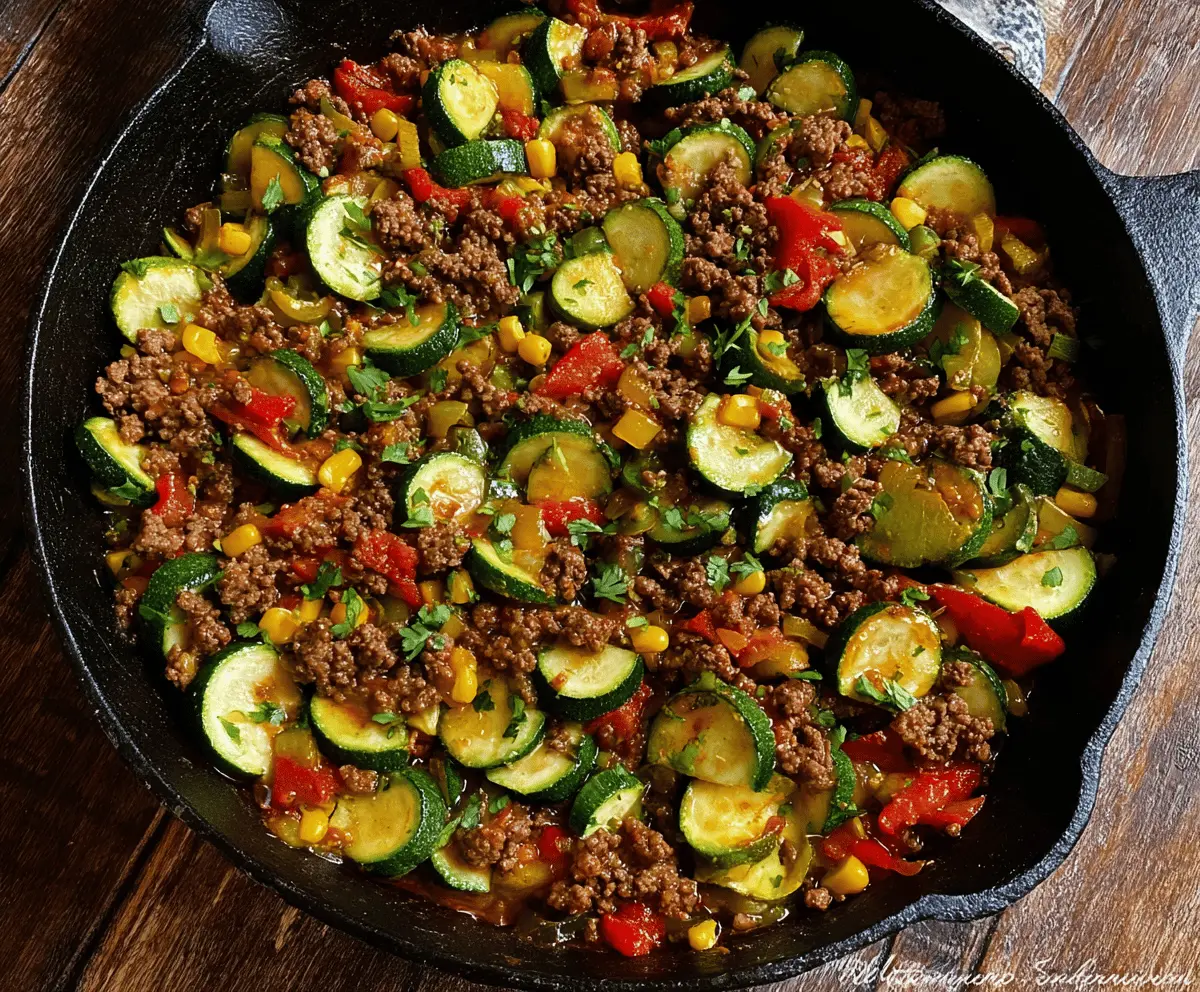 Ground Beef and Zucchini Skillet