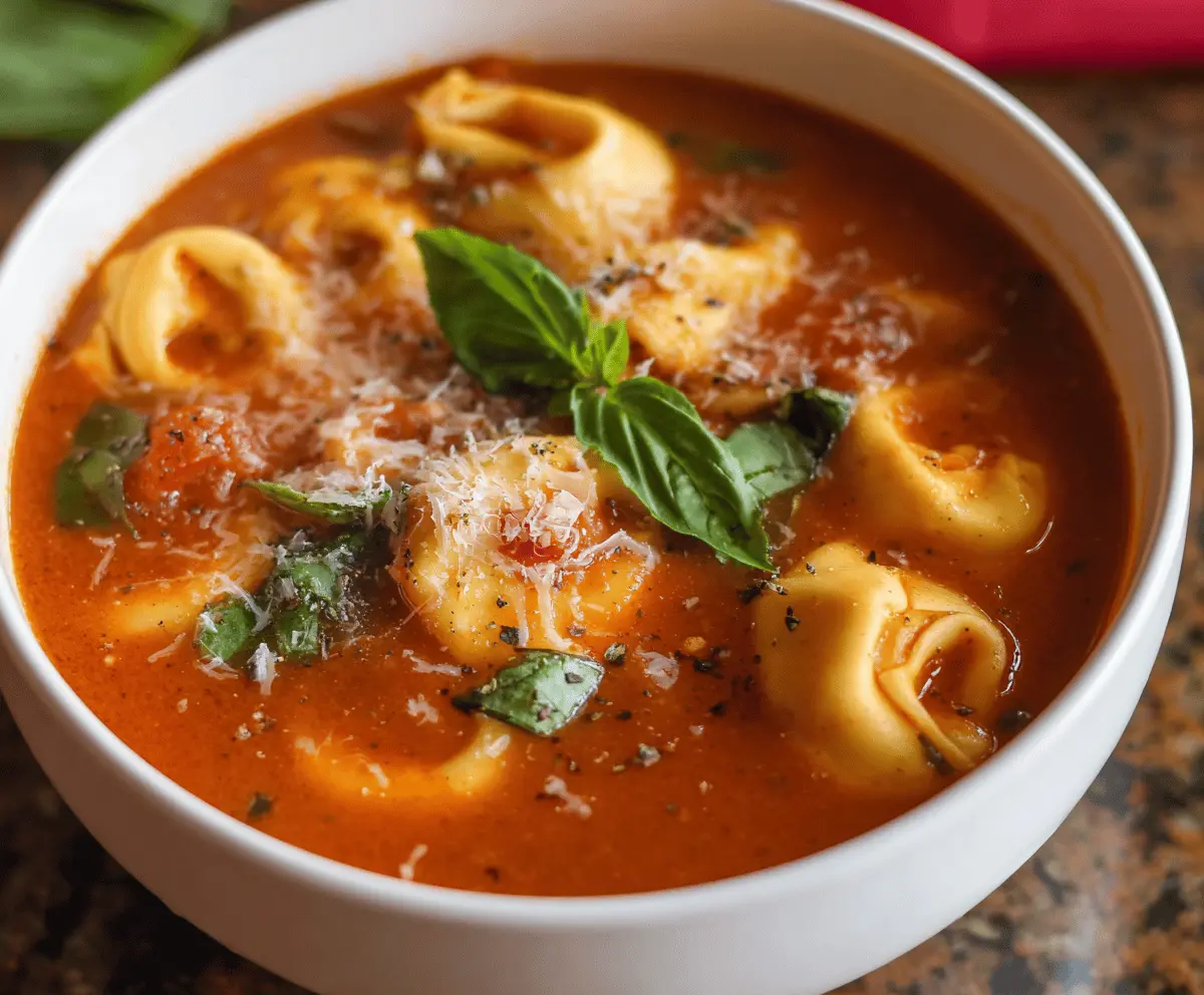 Slow Cooker Tomato Tortellini Soup