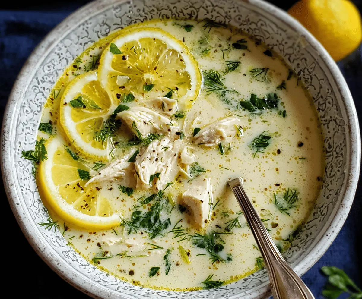 Greek avgolemono lemon chicken soup, silky and bright