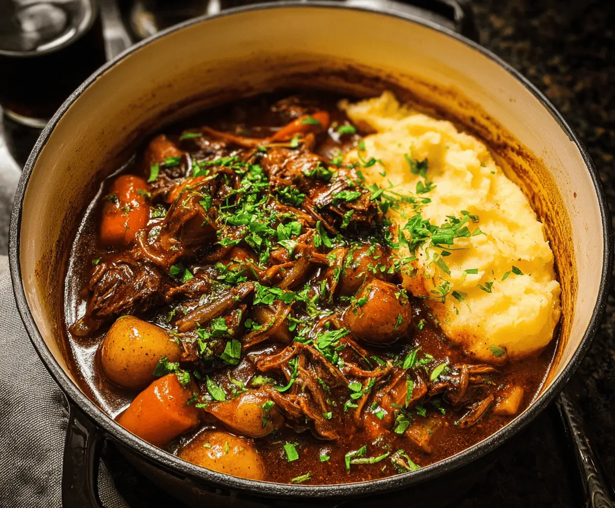 Rich beef and Guinness stew in a bowl