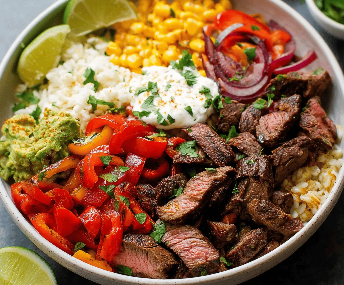 High Protein Steak Fajita Bowl - Low Carb