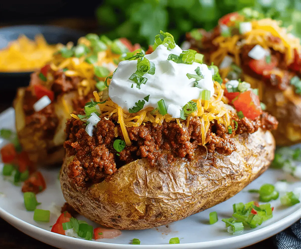 Loaded Beef Taco Stuffed Potatoes