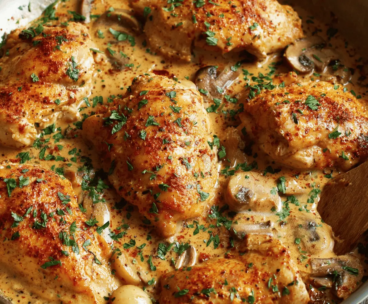 Golden melt-in-your-mouth chicken in a creamy skillet sauce