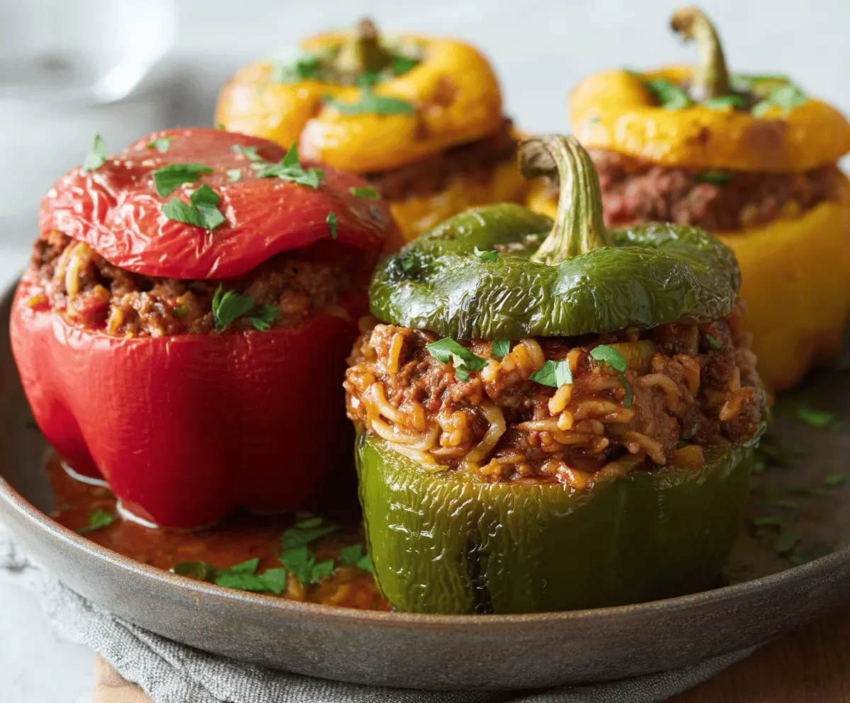 Slow Cooker Beef Stuffed Peppers