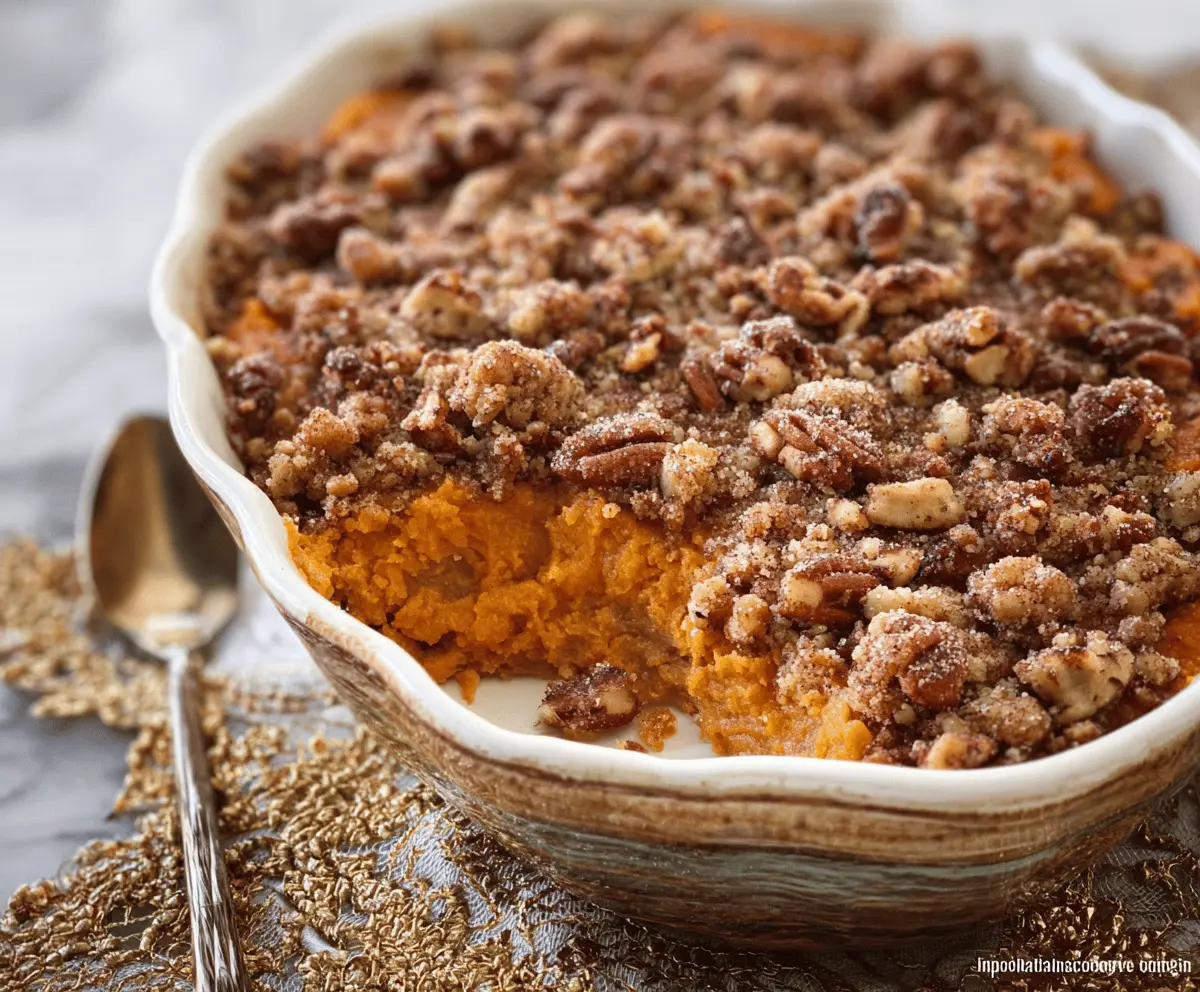 Sweet Potato Casserole with Crunchy Pecan Streusel – Perfect Thanksgiving Side