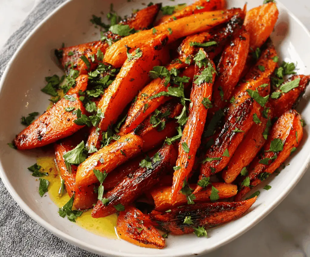 Roasted charred carrots served as a flavorful and simple side dish with smoky caramelized edges