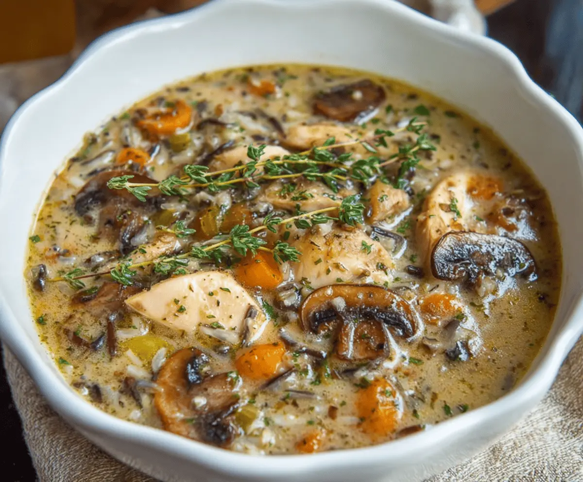 Creamy Chicken Mushroom Wild Rice Soup Recipe - Cozy & Easy Dinner
