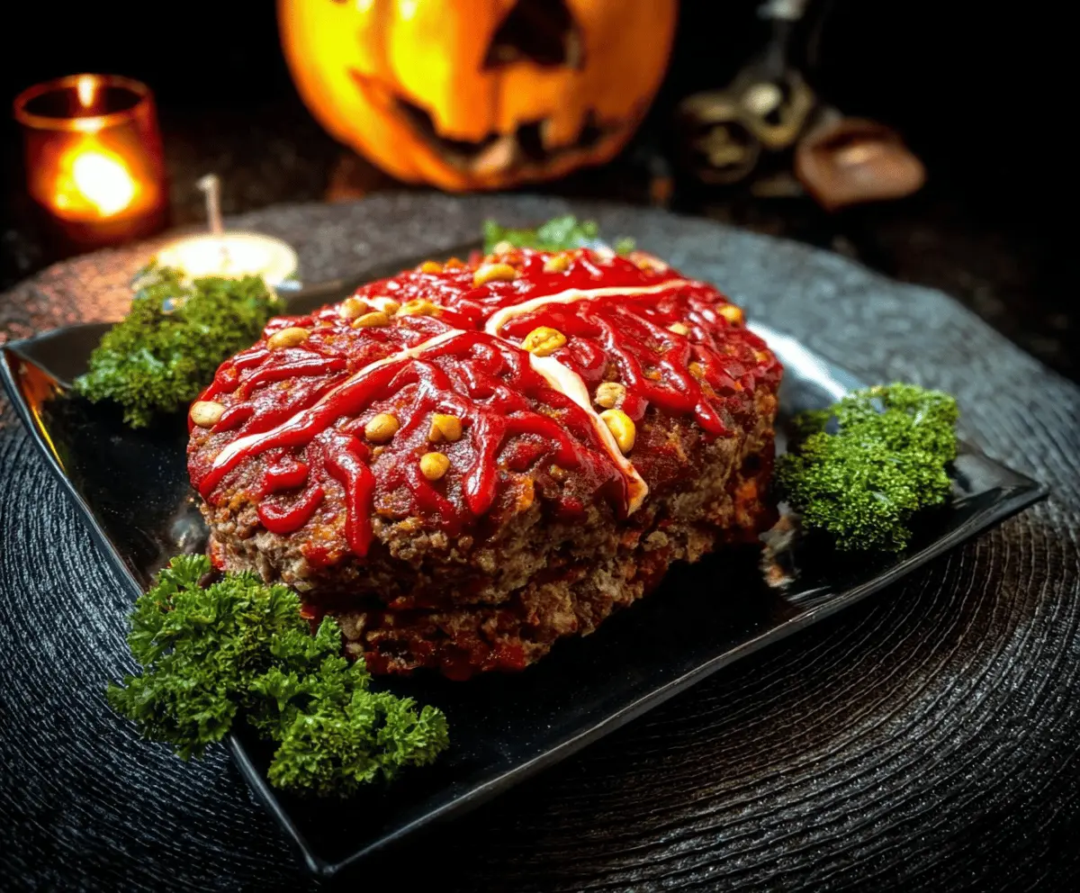 Spooky Halloween Brain Meatloaf Recipe – Easy & Creepy Dinner Idea