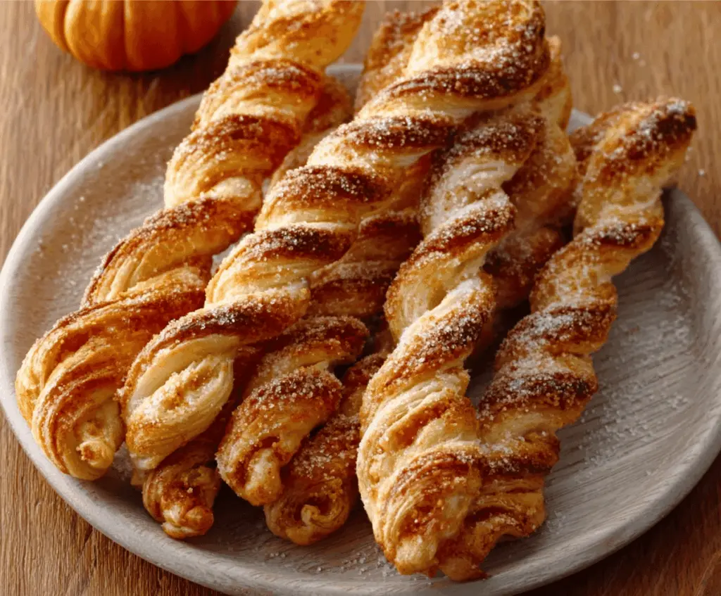 Delicious Pumpkin Pie Twists with flaky golden crust and spiced pumpkin filling, perfect for fall desserts or holiday treats.