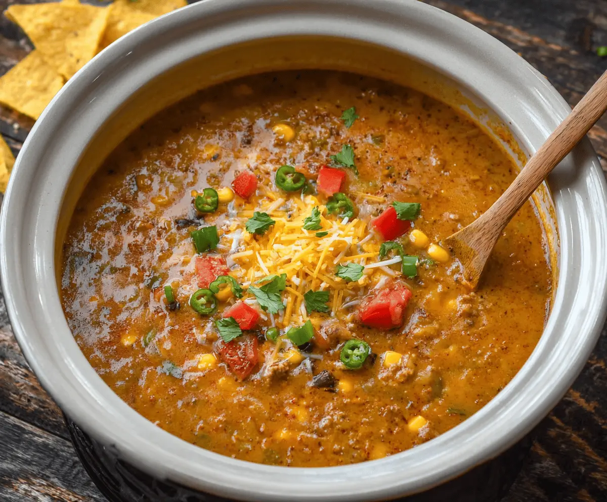 Easy Slow Cooker Nacho Soup Recipe – Delicious & Cheesy