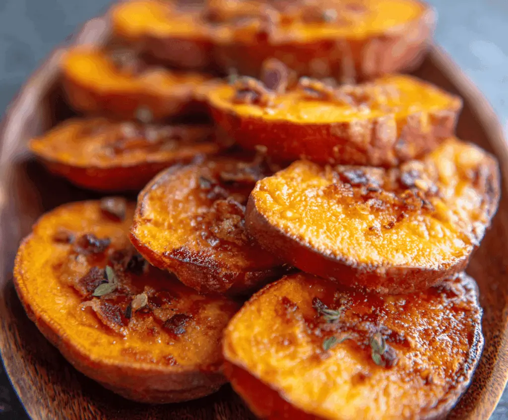 Delicious melt-in-your-mouth sweet potatoes cooked to perfection, showcasing their tender, caramelized texture.
