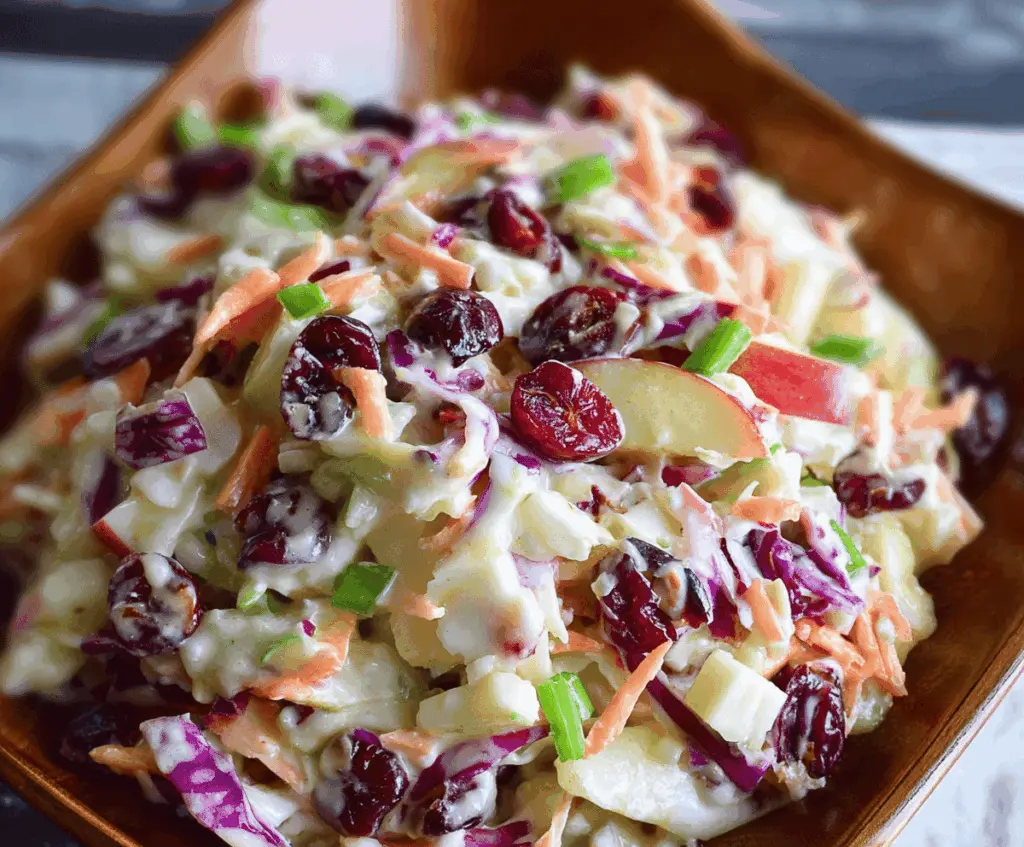 Fresh Apple Cranberry Coleslaw with crunchy vegetables and a tangy dressing