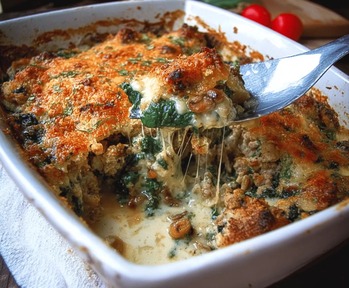 Easy Cheesy Turkey Spinach Bake