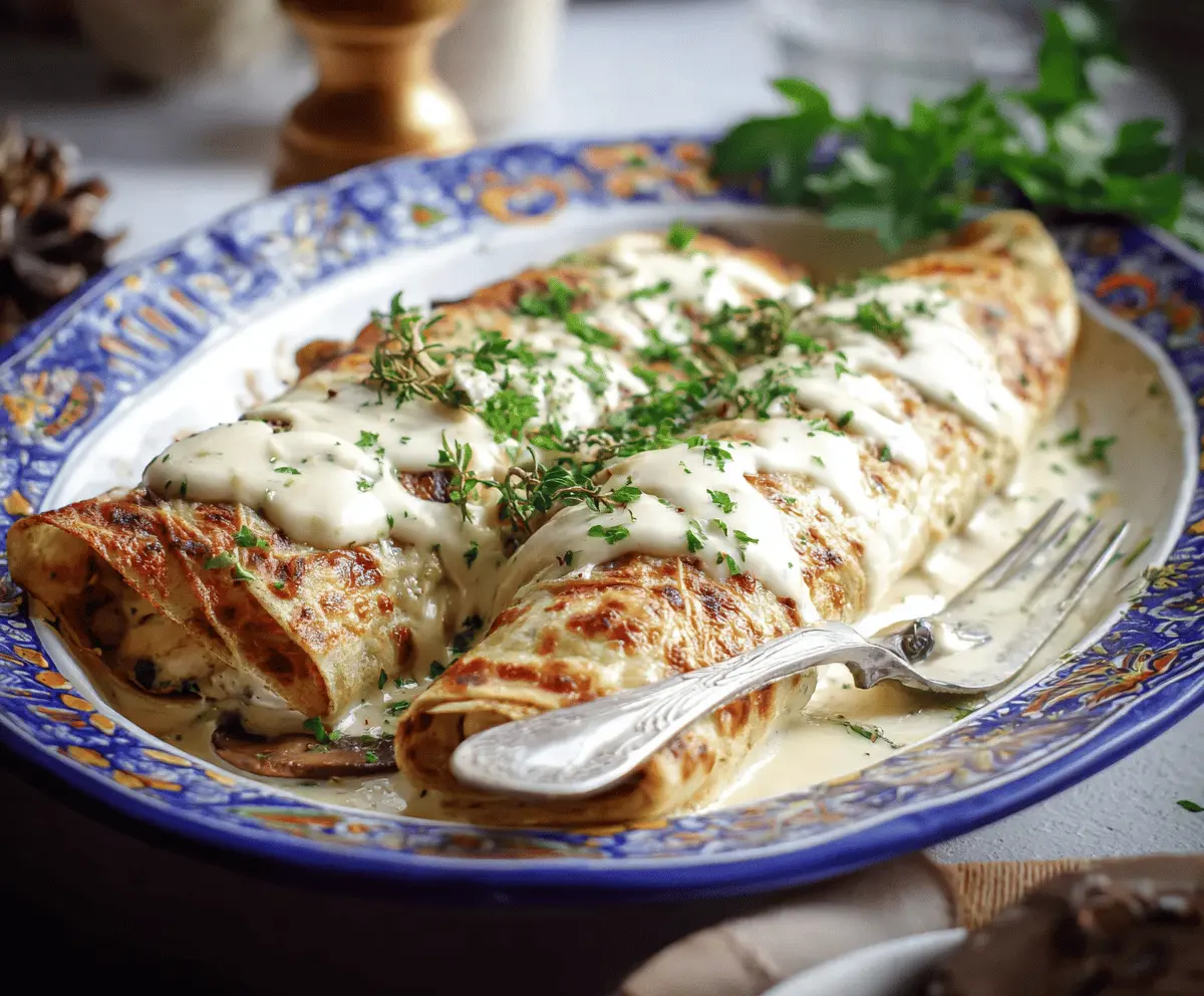 Easy Chicken Mushroom Crepe Bake
