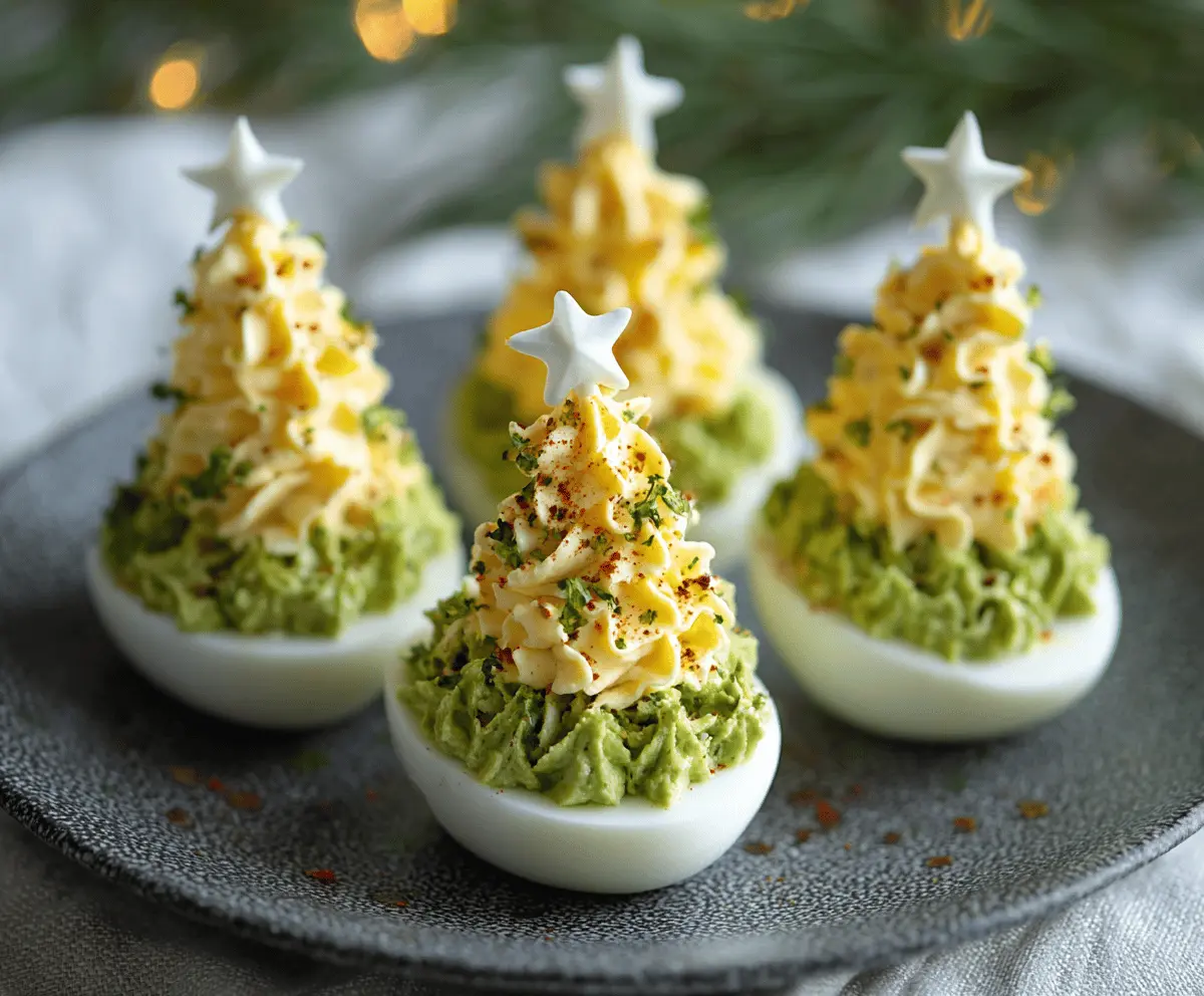 Festive Christmas Tree Deviled Eggs