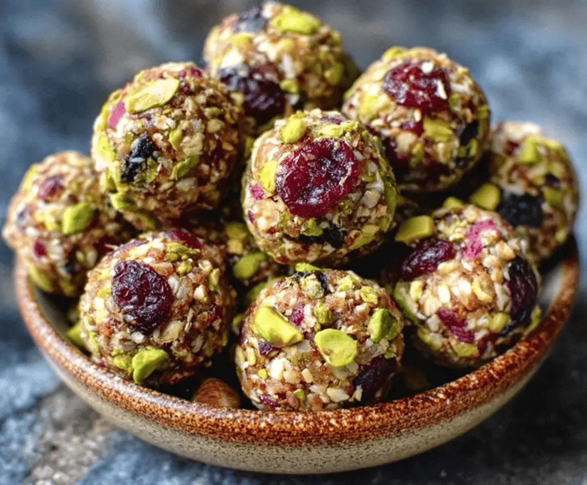 Easy Cranberry Pistachio Energy Bites