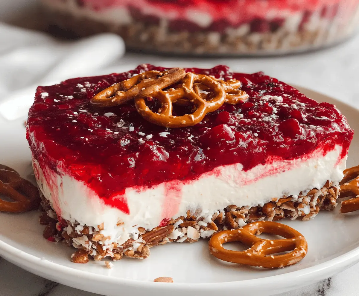 Cranberry Raspberry Pretzel Salad Recipe