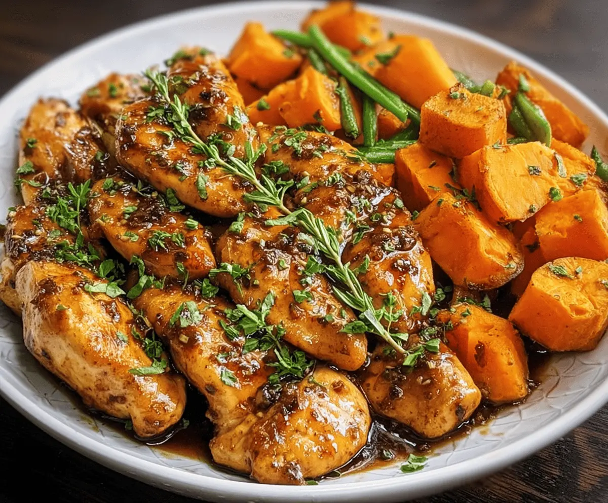 Easy Honey Garlic Chicken & Sweet Potato