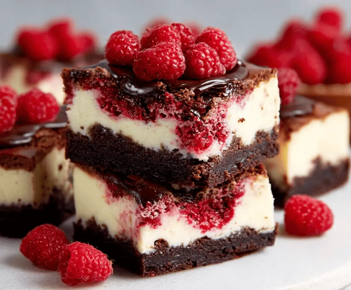 Best Raspberry Brownie Cheesecake