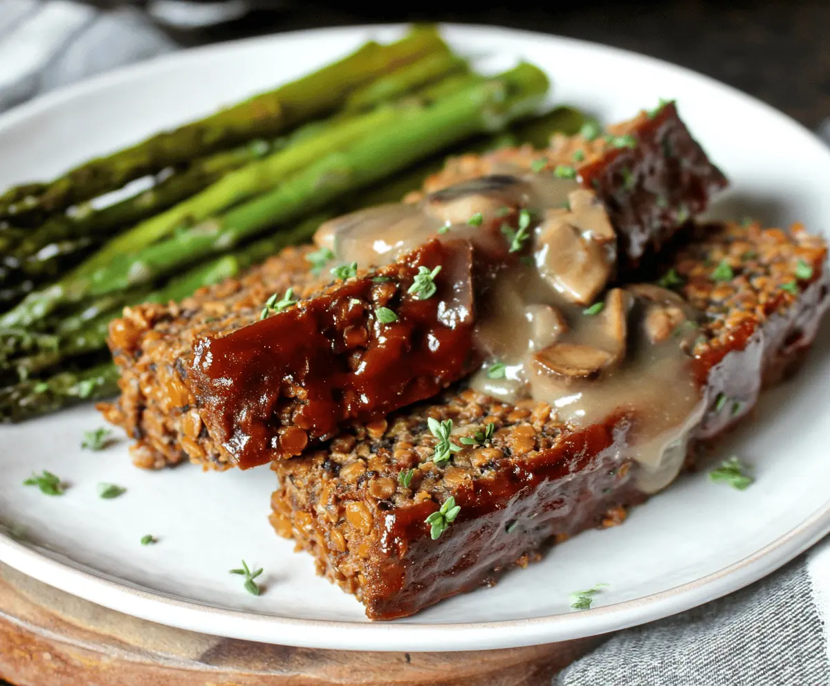 Easy Vegetarian Lentil Loaf with Mushroom Gravy
