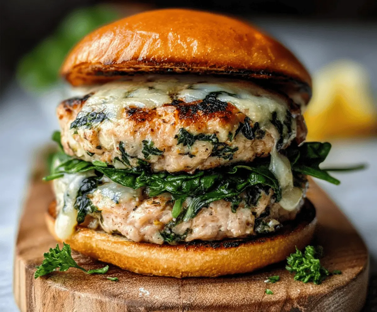 Easy White Cheddar Spinach Chicken Burgers