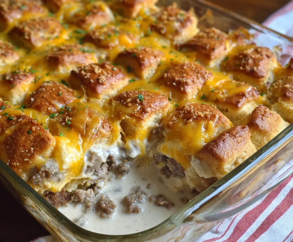 Biscuits and Gravy Breakfast Casserole