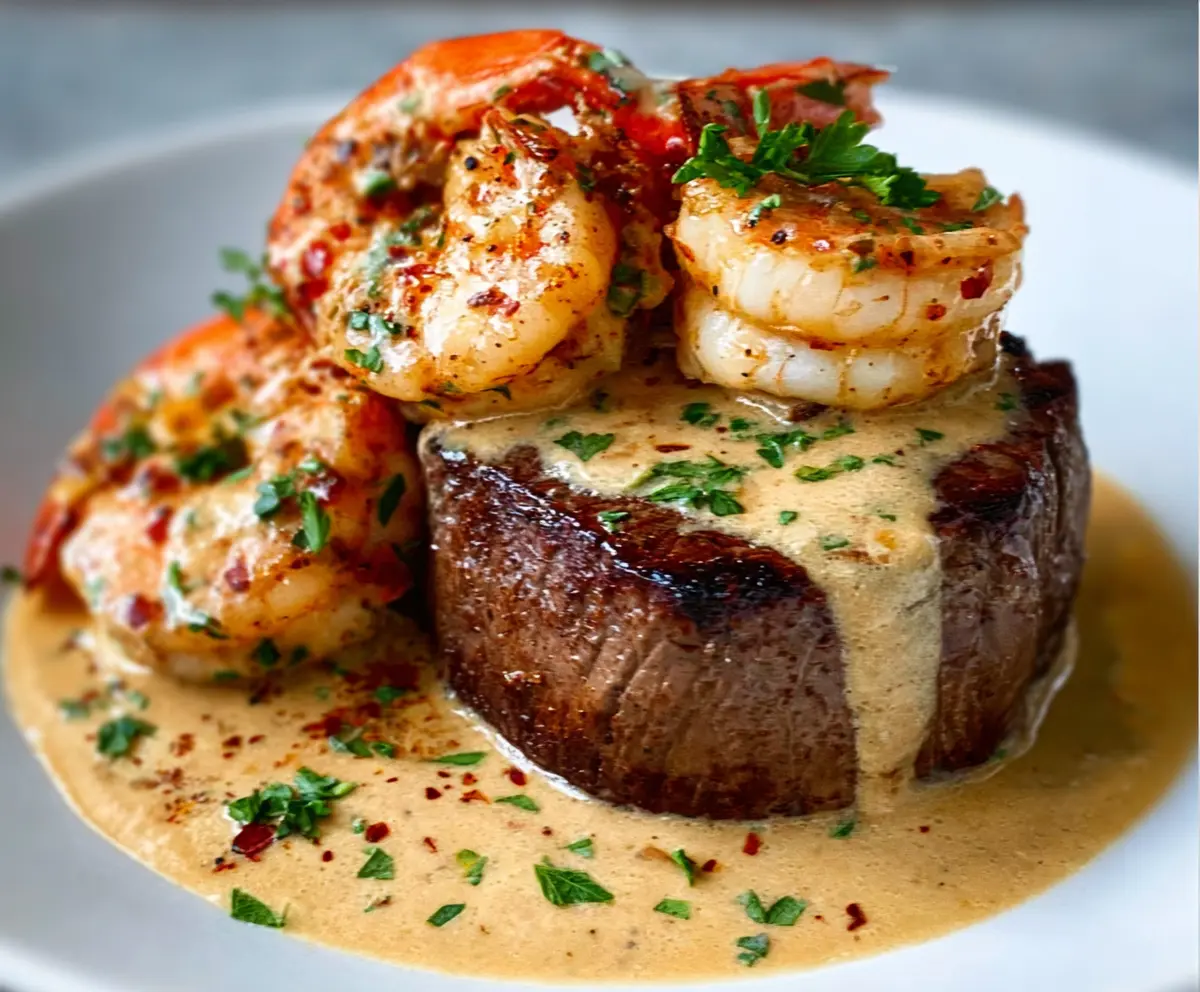 Creamy Filet Mignon with Shrimp Sauce