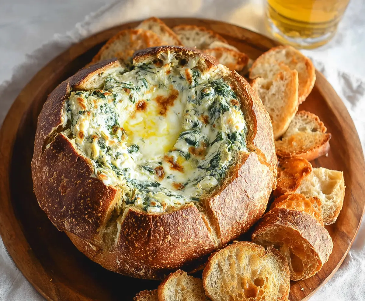 Creamy Spinach Artichoke Bread Bowl