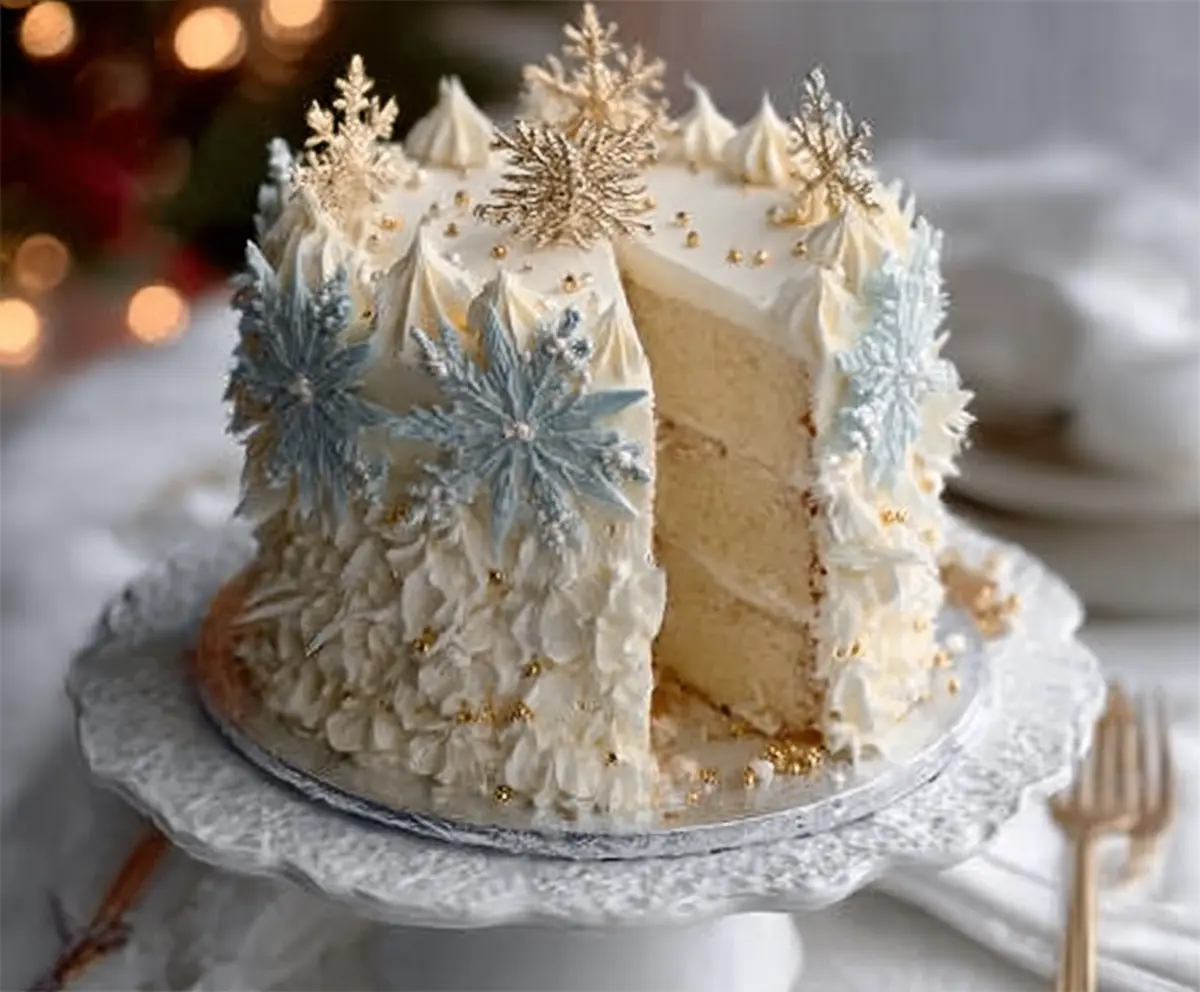 Winter Vanilla Snowflake Cake Recipe