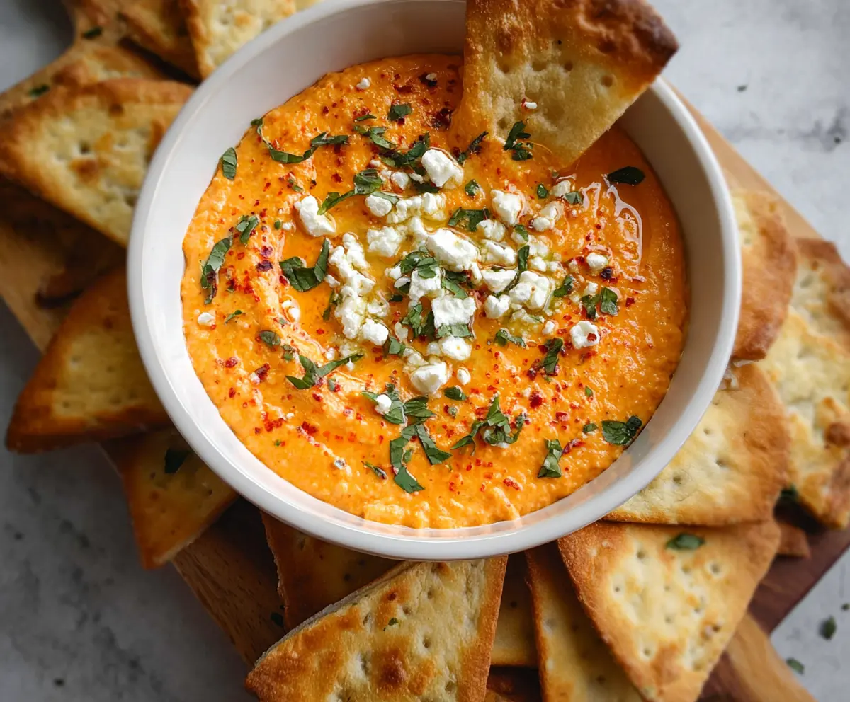 Easy Roasted Red Pepper Feta Dip