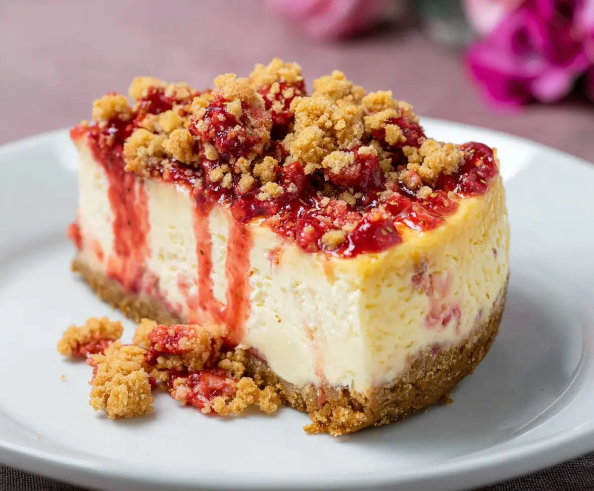 Easy Strawberry Crunch Cheesecake