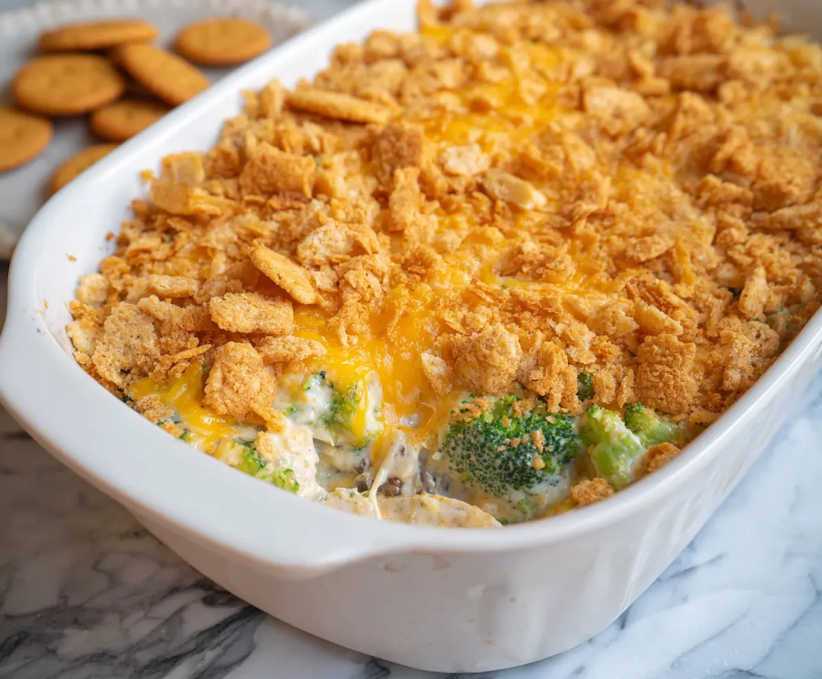 Easy Broccoli Casserole with Ritz Crackers