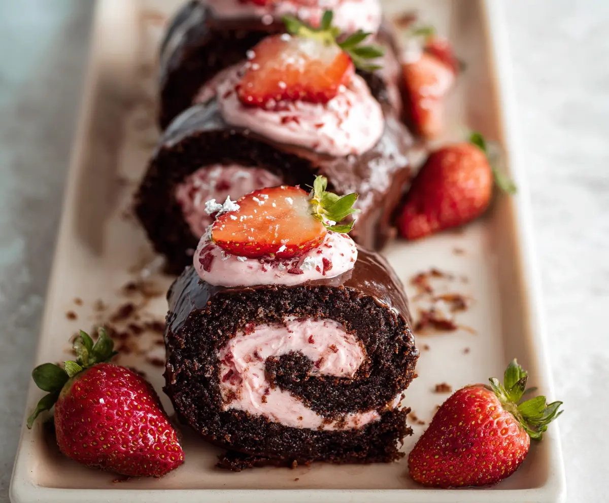 Easy Chocolate Rolls with Strawberry Frosting