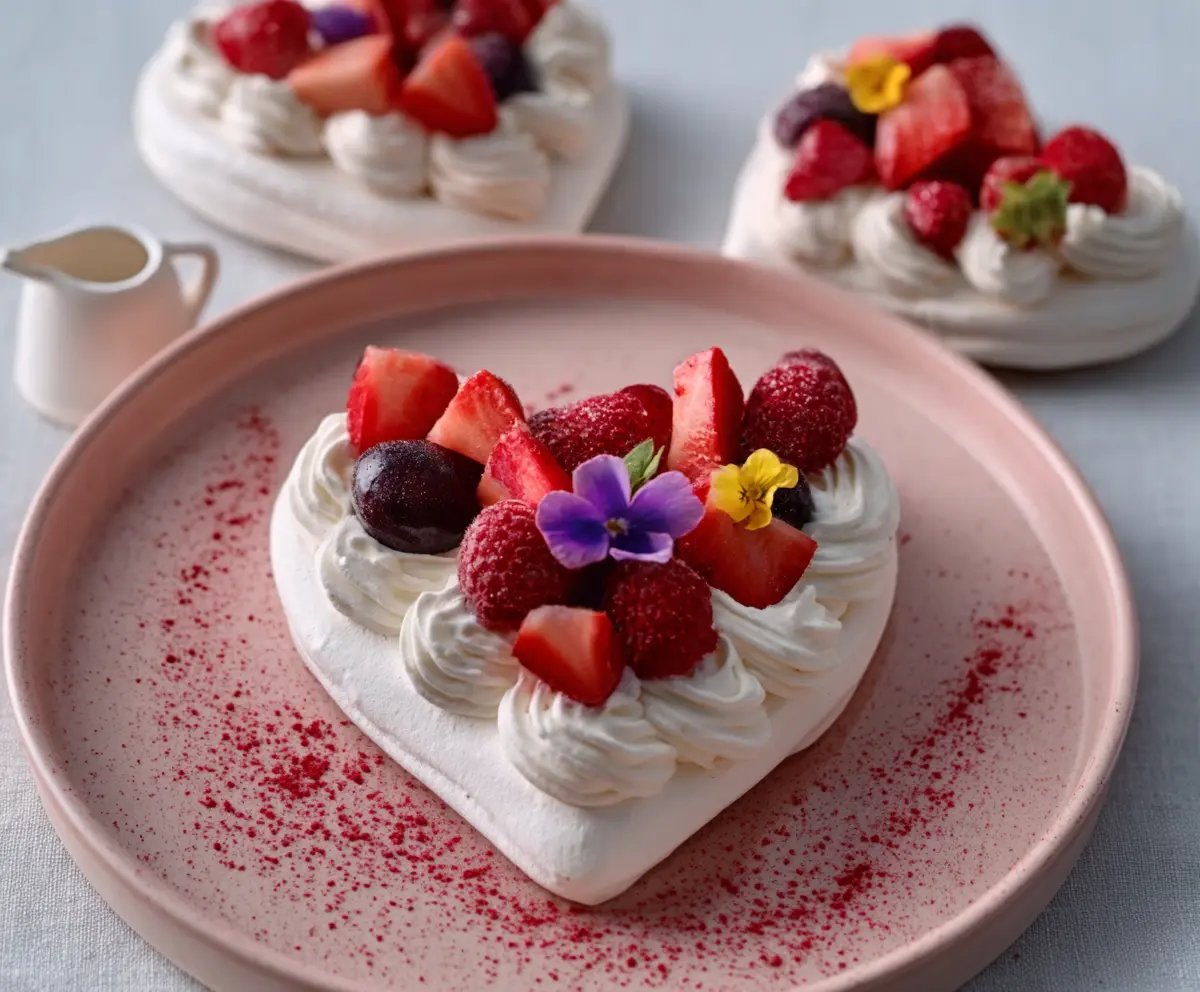 Mini Heart Pavlovas for Valentine's