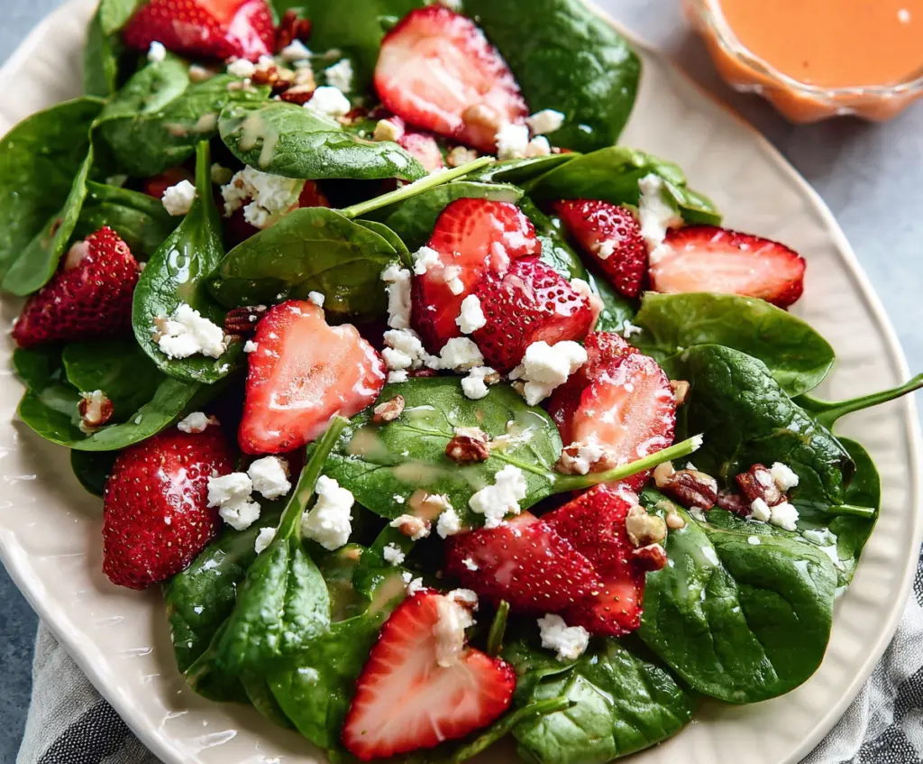 Strawberry Spinach Salad with Goat Cheese
