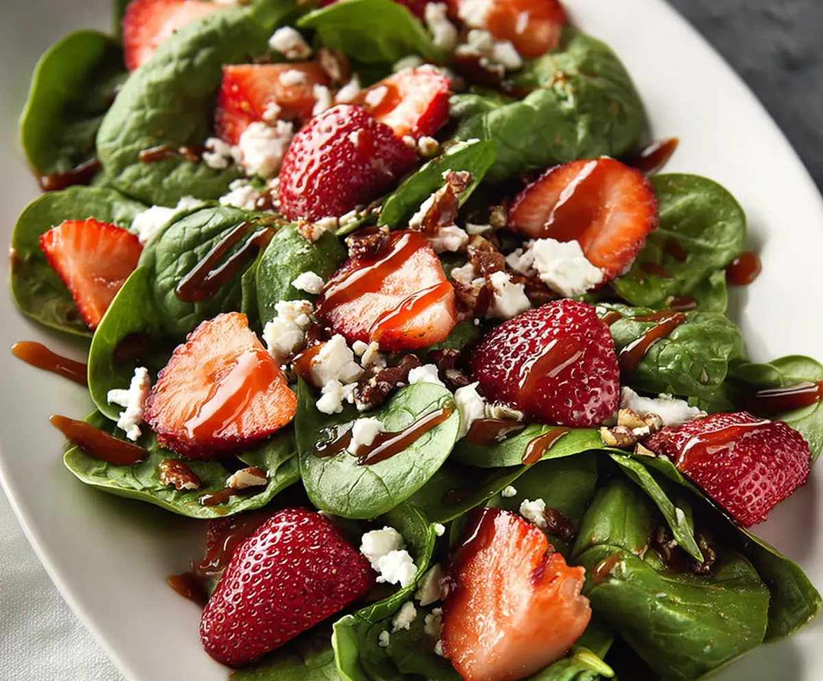 Fresh Strawberry Spinach Salad with Goat Cheese