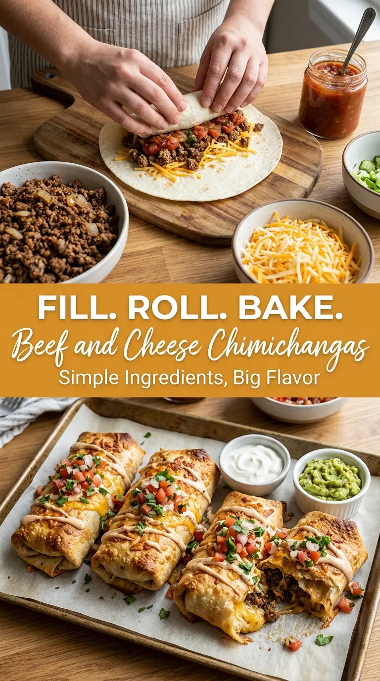 Beef and Cheese Chimichangas crispy cheesy