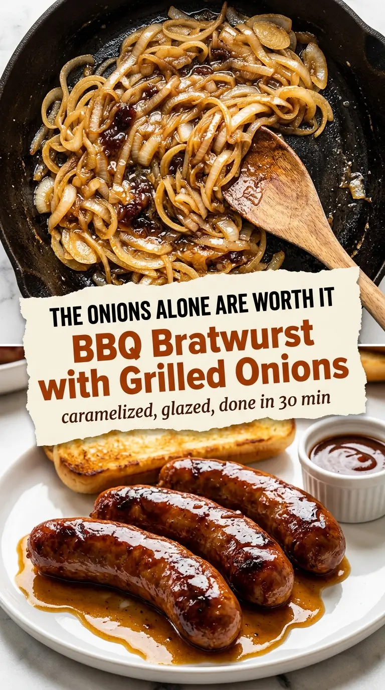 BBQ Bratwurst with Grilled Onions
