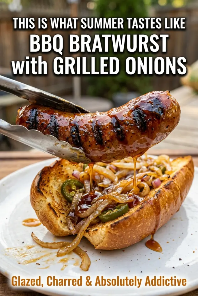 BBQ Bratwurst with Grilled Onions