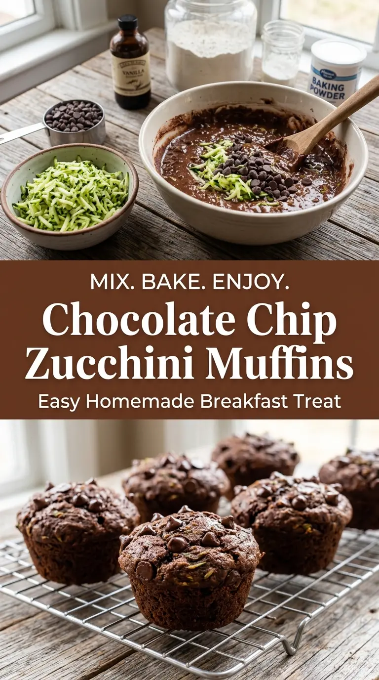 Chocolate Chip Zucchini Muffins moist fluffy chocolate-studded